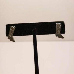 Silver Toned Cowboy Boots Earrings